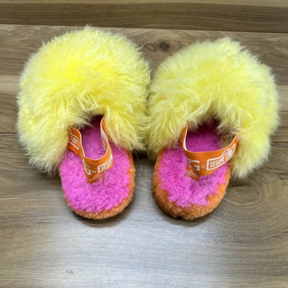 UGG Girls Size 1 Big Bird Slingback Fluff Yeah Slingback Sippers